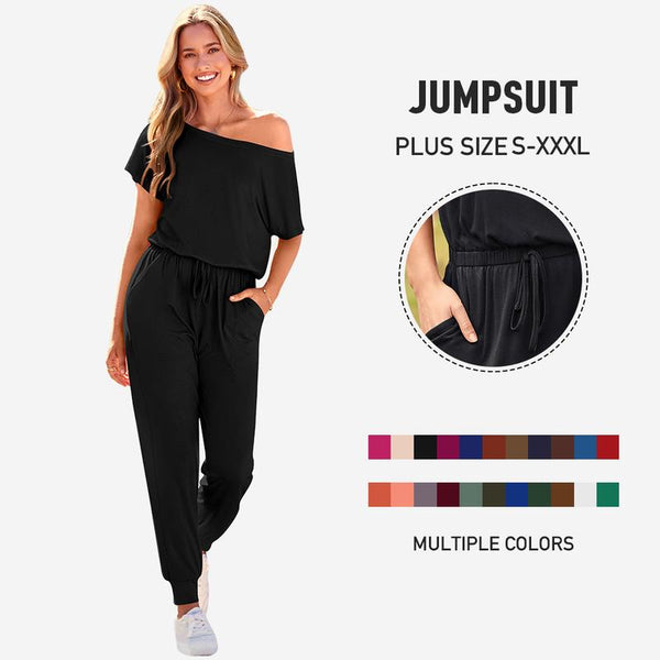 Off-Shoulder Jogger Jumpsuit – Lounge-to-Street Comfort with All-Day Style